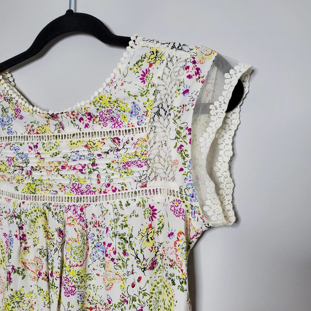 ANTHROPOLOGIE • White Meadow Rue Nellore Floral Lace Blouse Sz XS - Picture 4 of 7